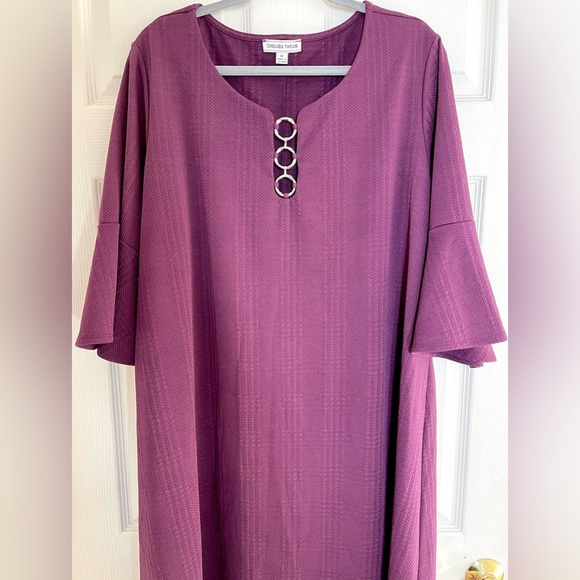 CHELSEA TAYLOR Women’s Plus Size‎ Dress Purple Plaid Size 3X - Picture 2 of 7